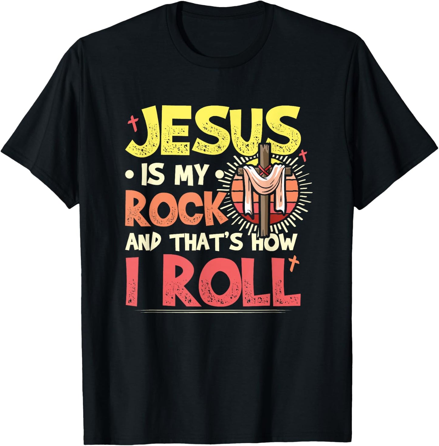 Jesus Is My Rock Bible Faith in God Religion Jesus T-Shirt - T-Shirt | Black