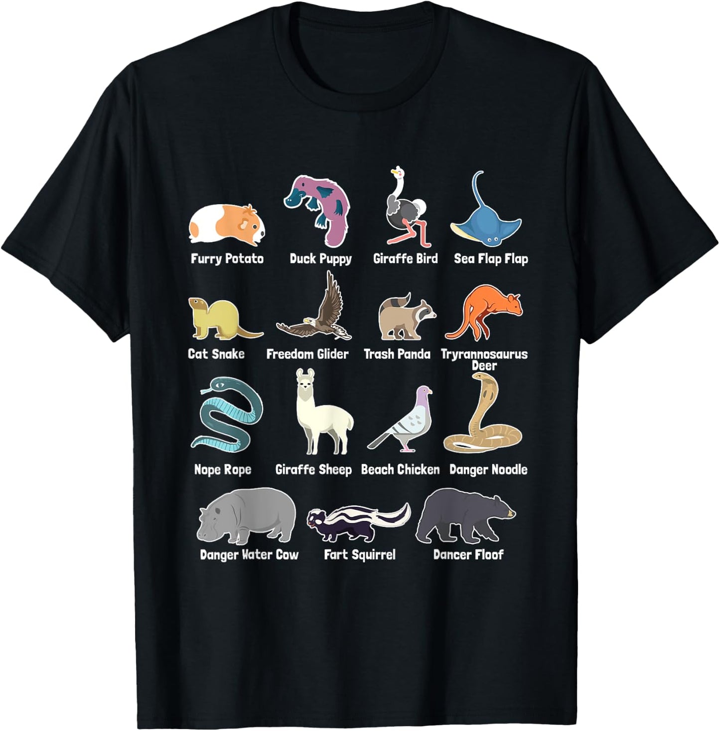 Animals Of The World - Rare Exotic Animals Funny Memes Gift T-Shirt - T-Shirt | Black