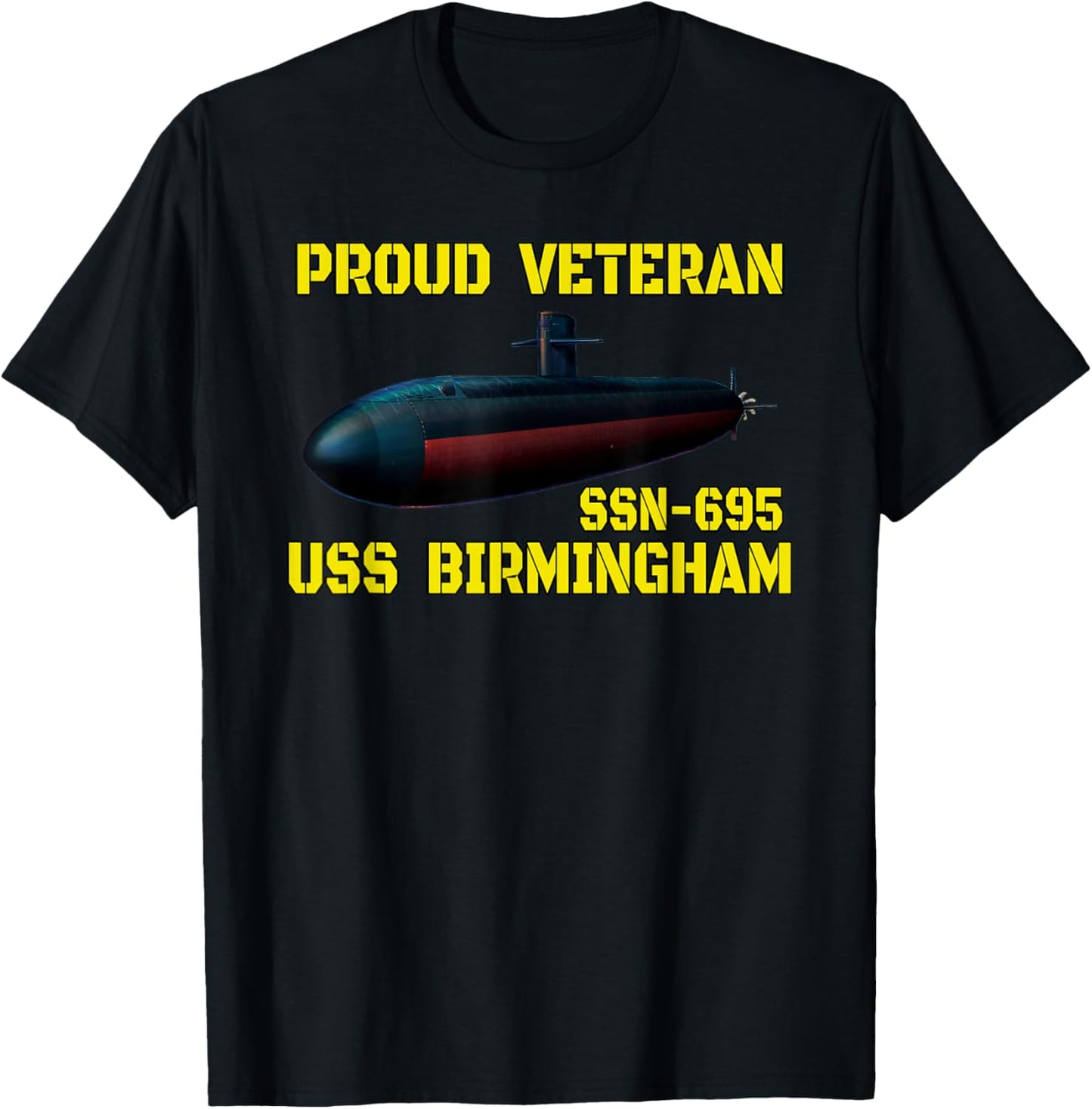 USS Birmingham SSN-695 Submarine Veterans Day Father Grandpa T-Shirt - T-Shirt | Black