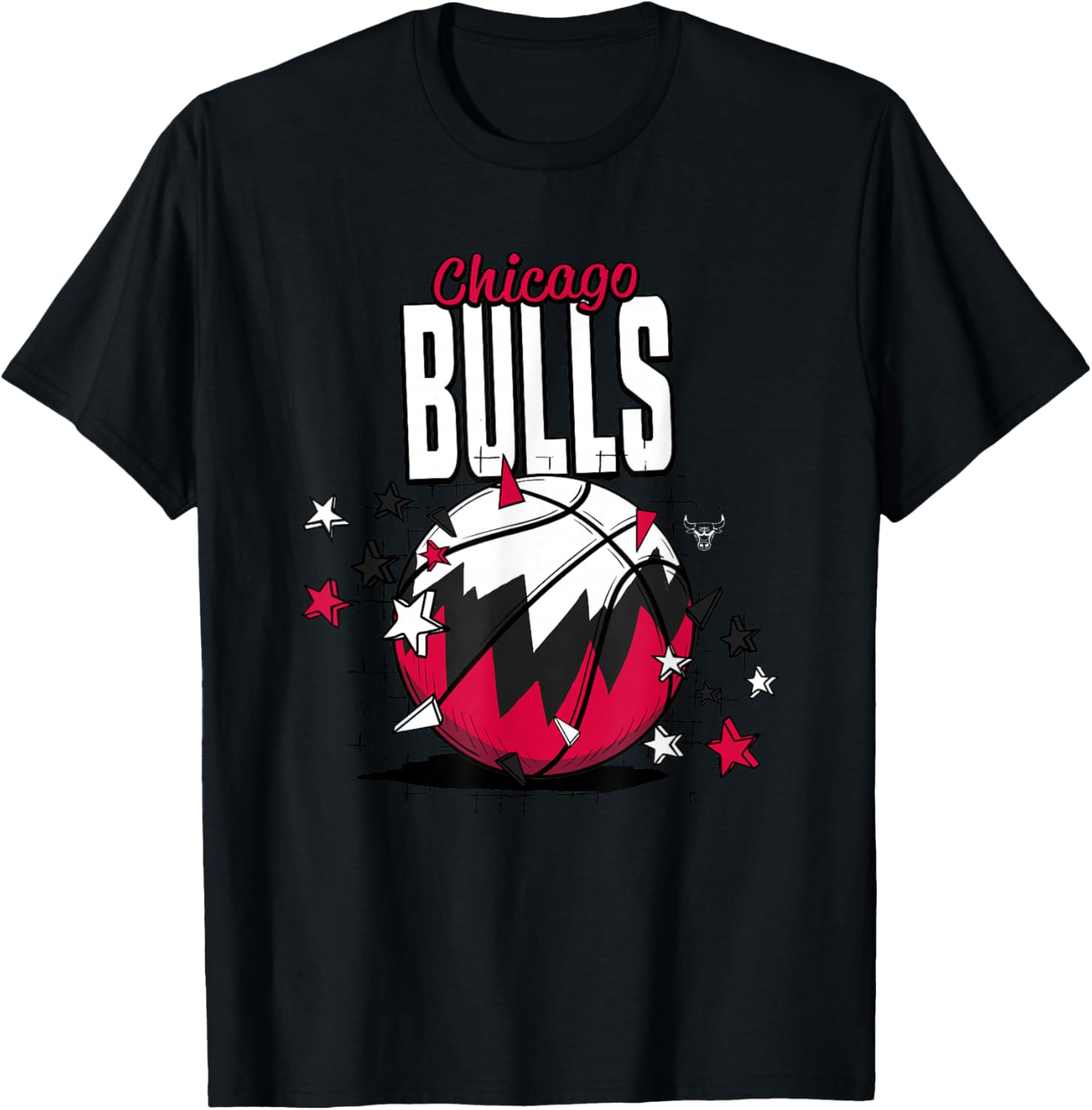 NBA Chicago Bulls Basketball Doodle Stars T-Shirt - T-Shirt | Black