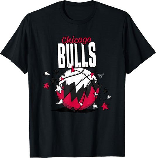 NBA Chicago Bulls Basketball Doodle Stars T-Shirt - T-Shirt | Black