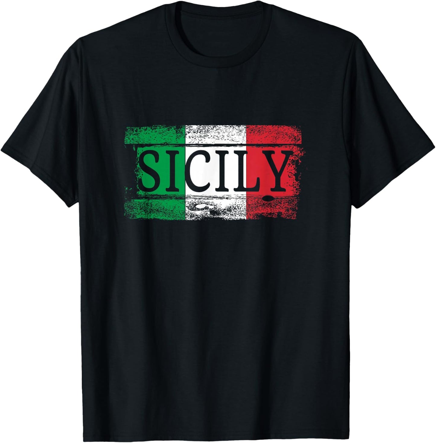 Italia Italian Flag I Vintage Sicily Italy T-Shirt - T-Shirt | Black