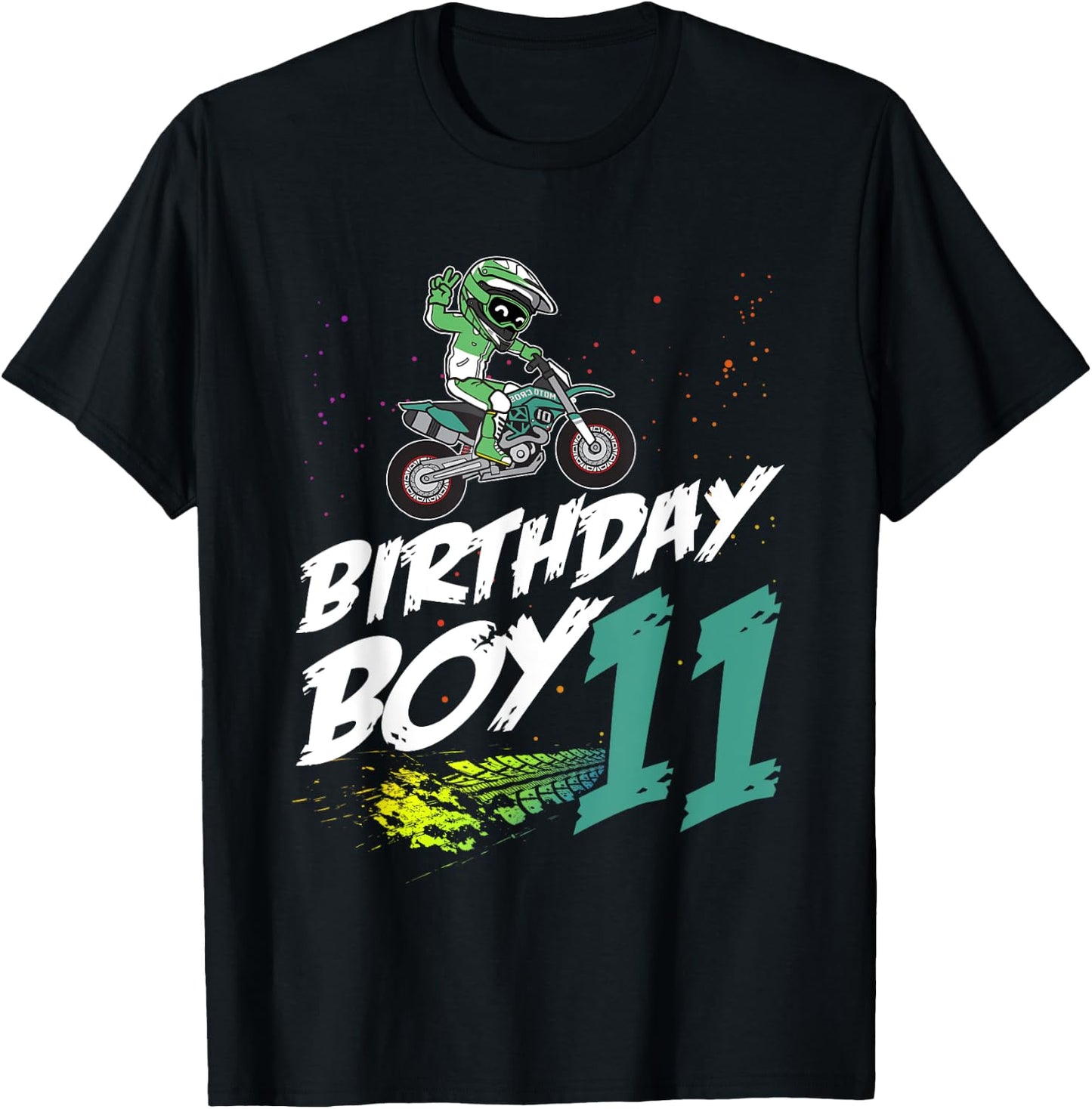 11th Birthday Boy 11 Years Old Dirt Bike Motocross Rider T-Shirt - T-Shirt | Black