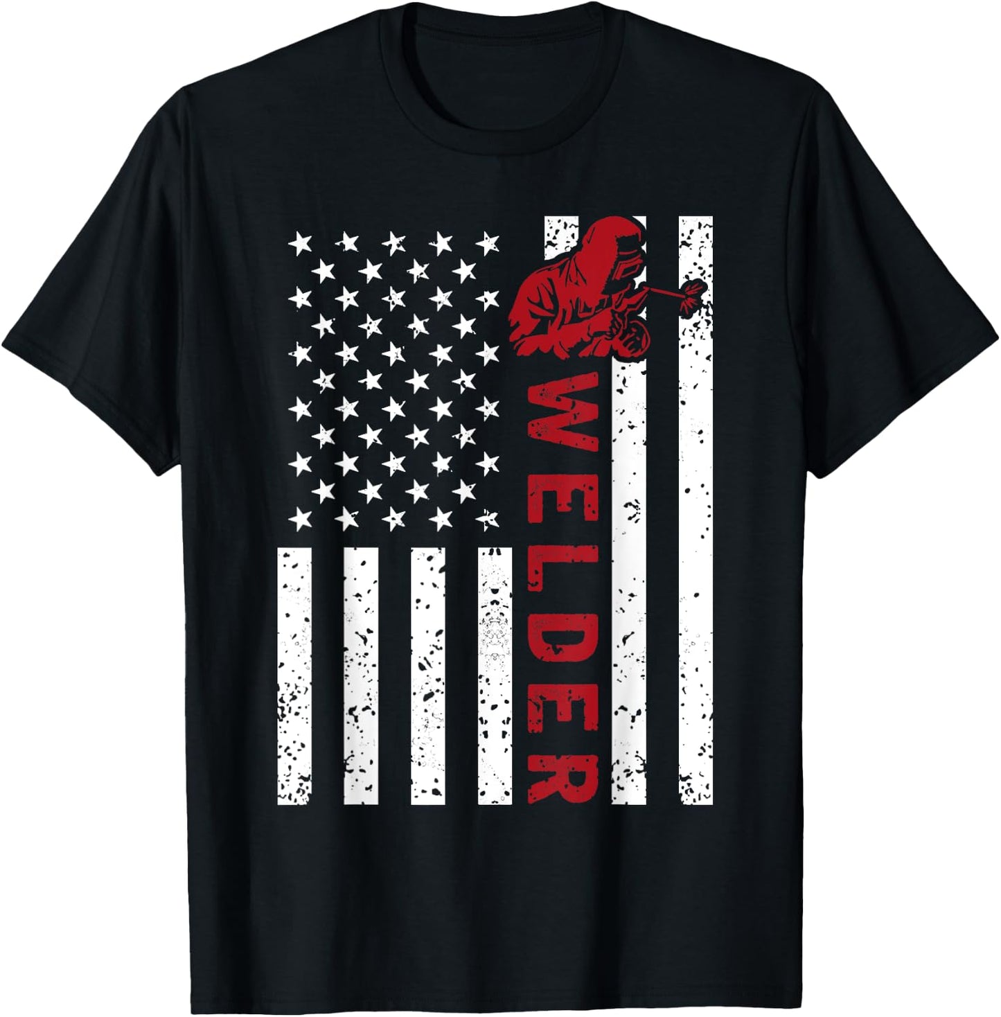 American Flag Welder Welding Vintage Metal Worker Cool Gifts Women Girls Kids Men T-Shirt - T-Shirt | Black