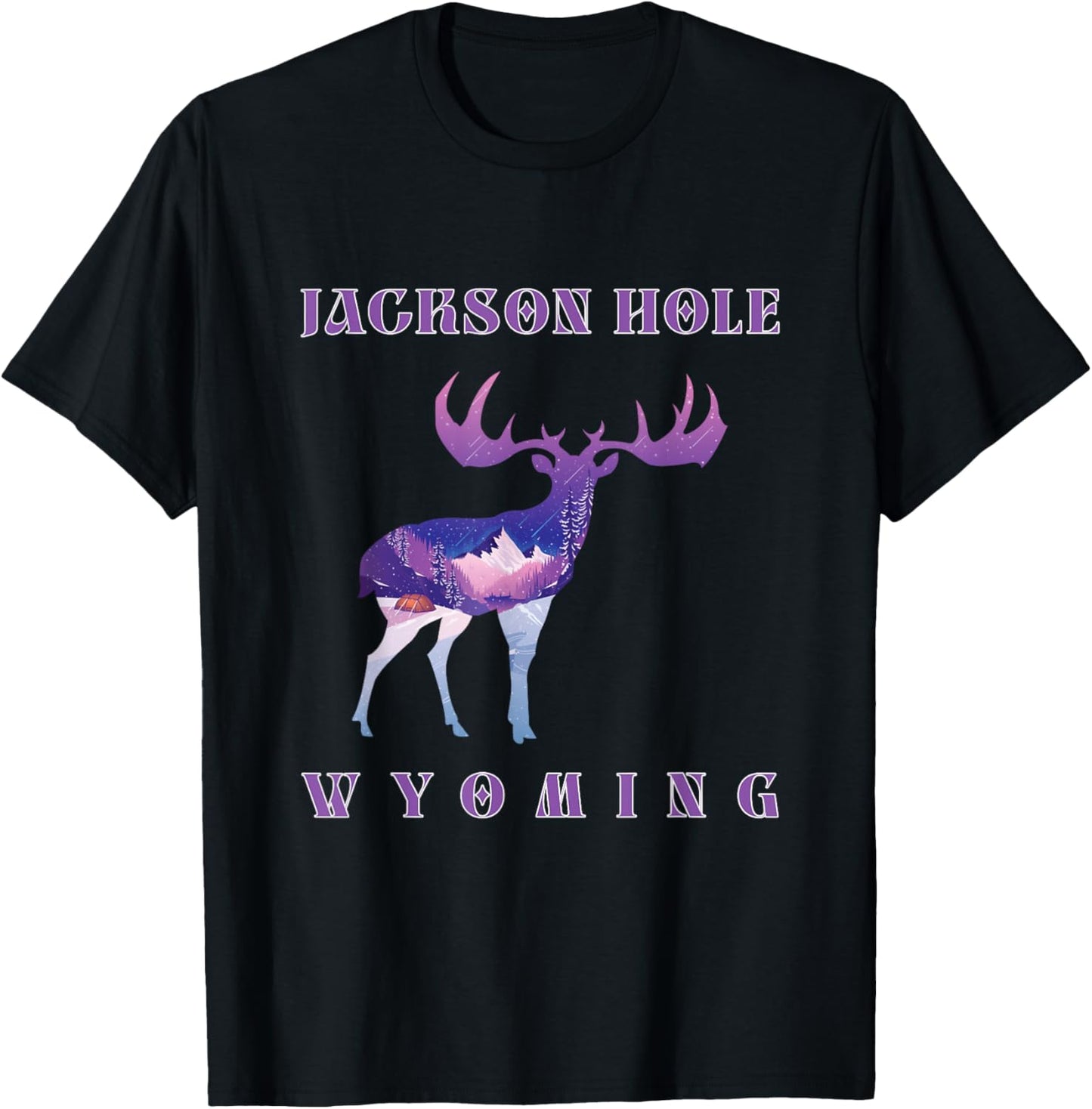 Mountain Landscape Inside A Moose Jackson Hole Wyoming T-Shirt - T-Shirt | Black