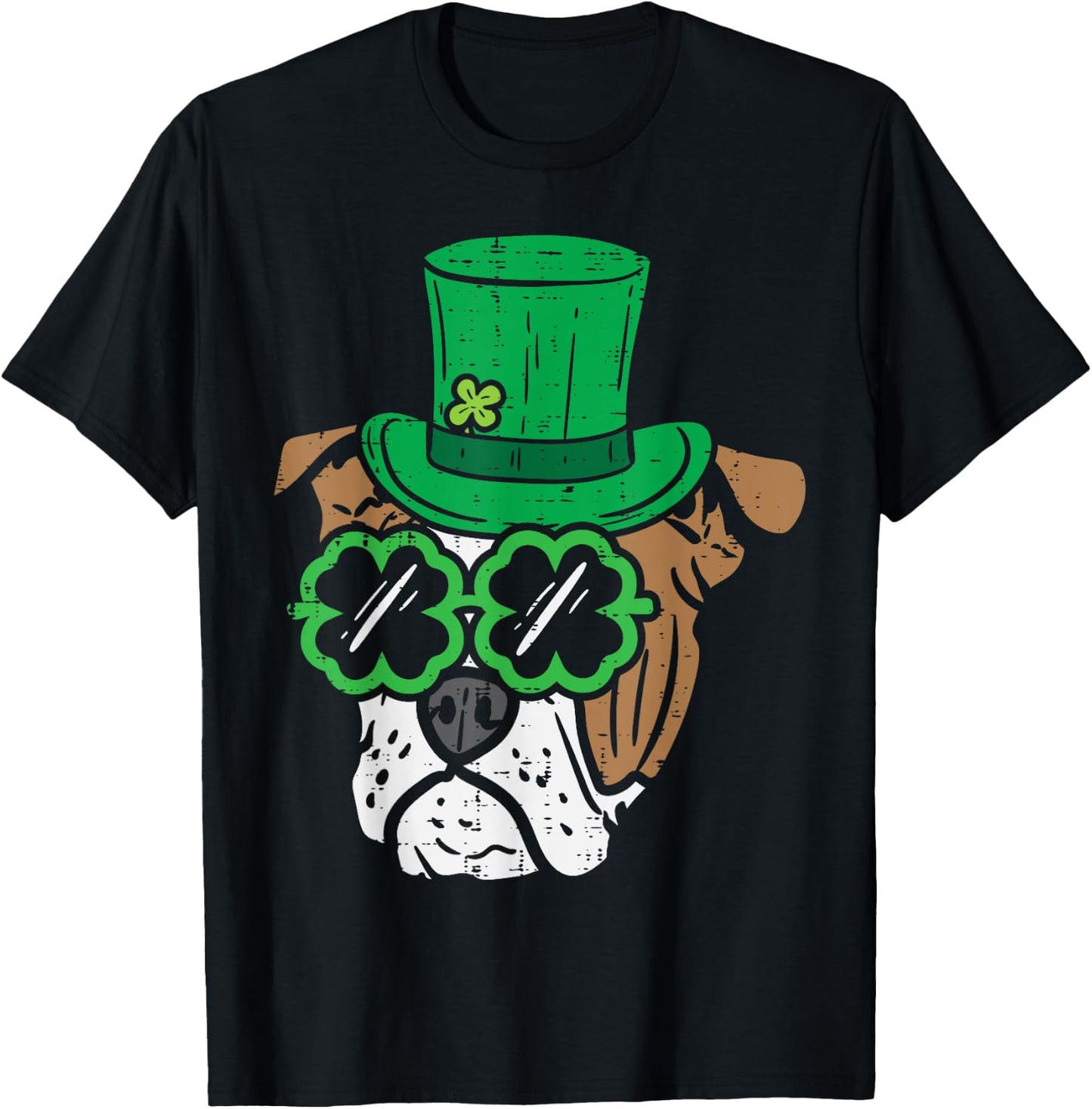 Leprechaun English Bulldog Shamrock St Patricks Day Dog Gift T-Shirt - T-Shirt | Black