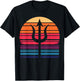 Trident of Poseidon in Retro Sunset Art Style Christmas T-Shirt - T-Shirt | Black