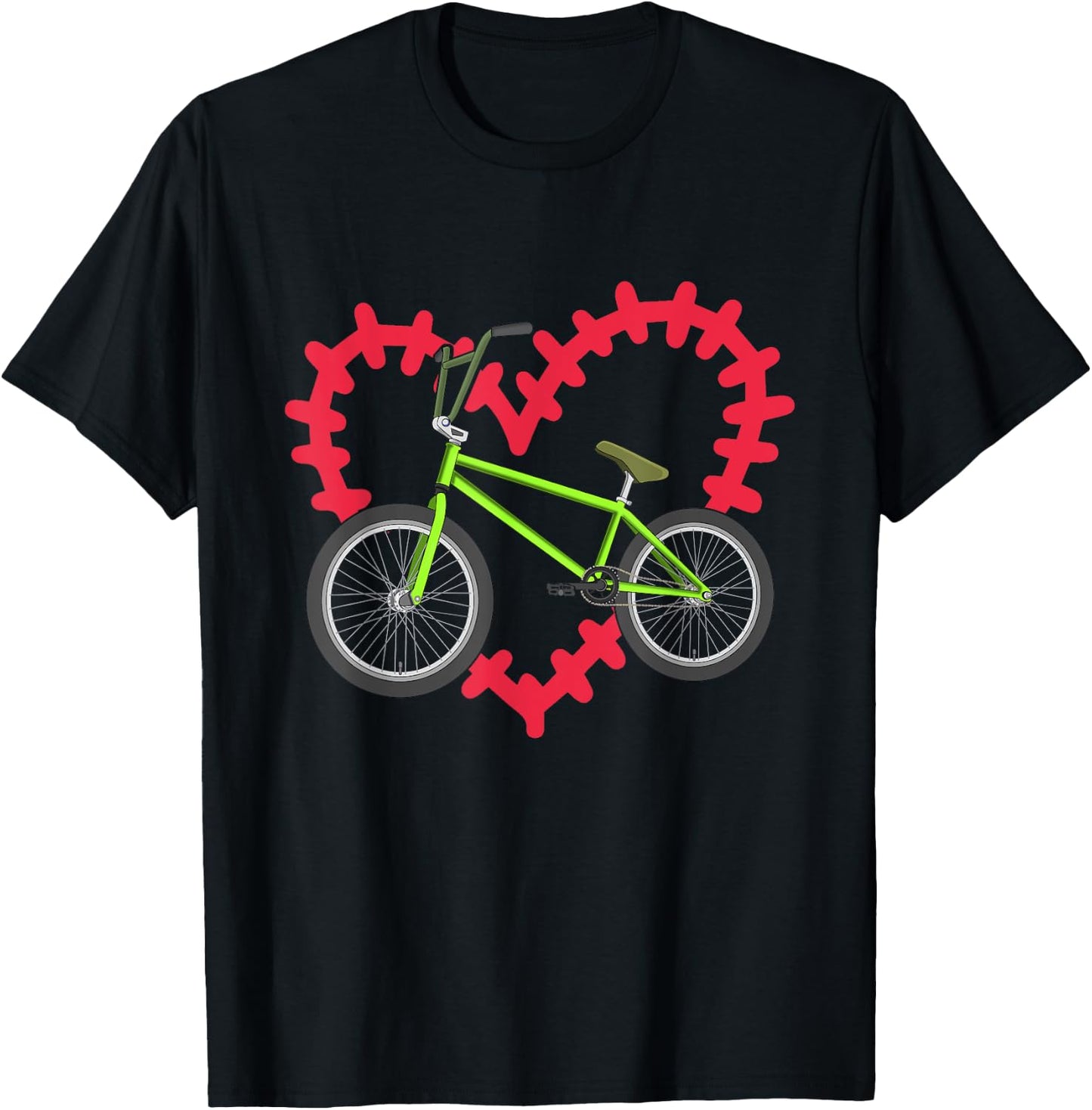 Valentines Day Gift Love BMX Biking Cyclist Heart Bicycle T-Shirt - T-Shirt | Black