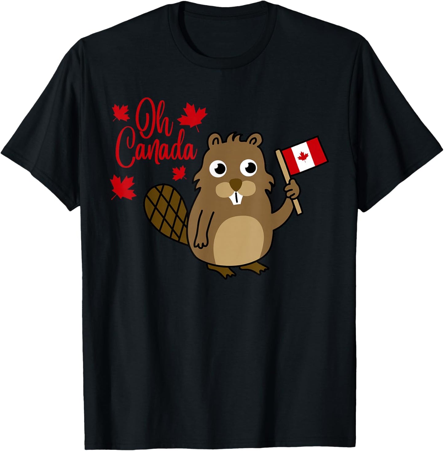 Happy Canada Day Shirt Funny Canadian Groundhog Flag T-Shirt - T-Shirt | Black