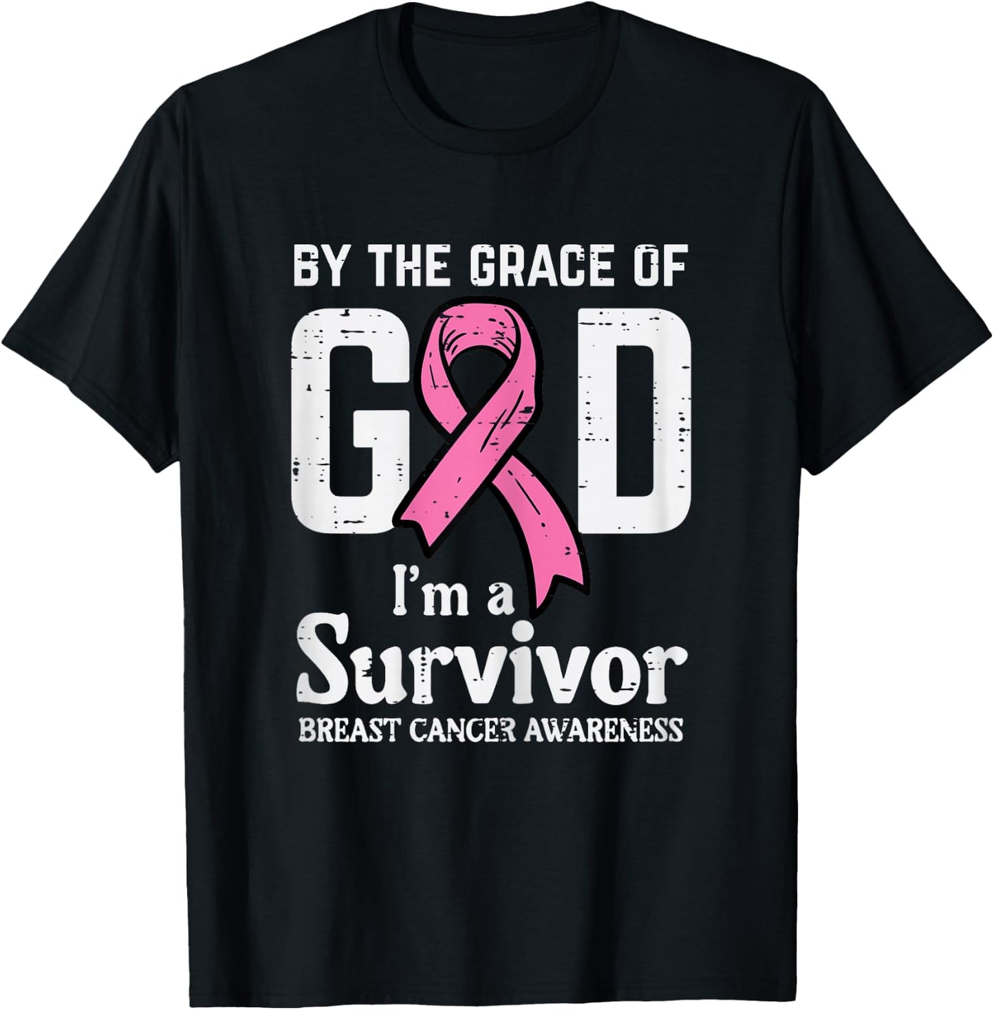 Grace Of God Breast Cancer Survivor Aware Christian Women T-Shirt - T-Shirt | Black