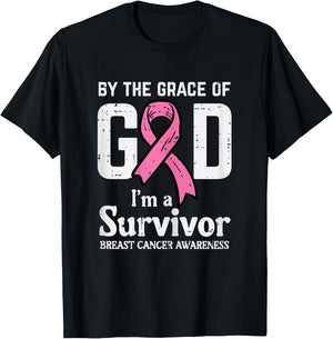 Grace Of God Breast Cancer Survivor Aware Christian Women T-Shirt - T-Shirt | Black