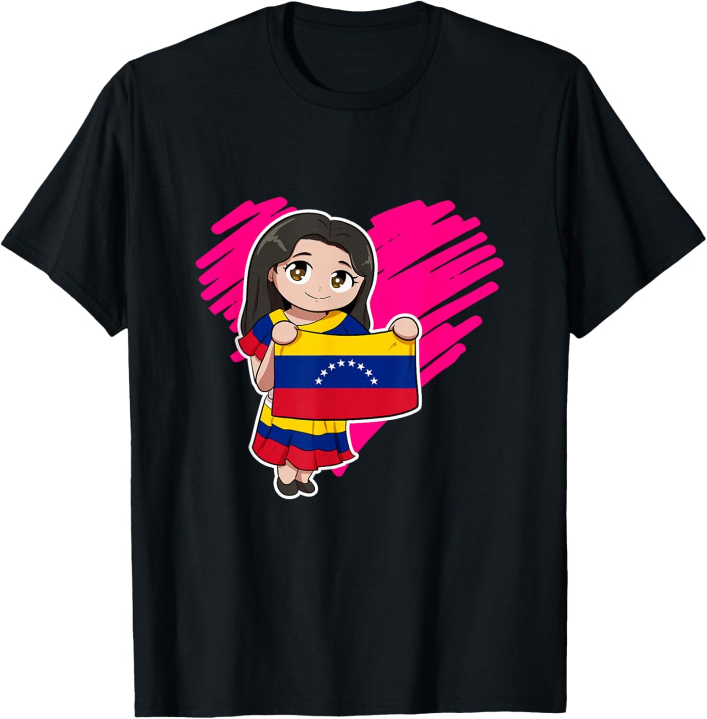 Venezuela Girl Venezuelan Flag Day Heart T-Shirt - T-Shirt | Black