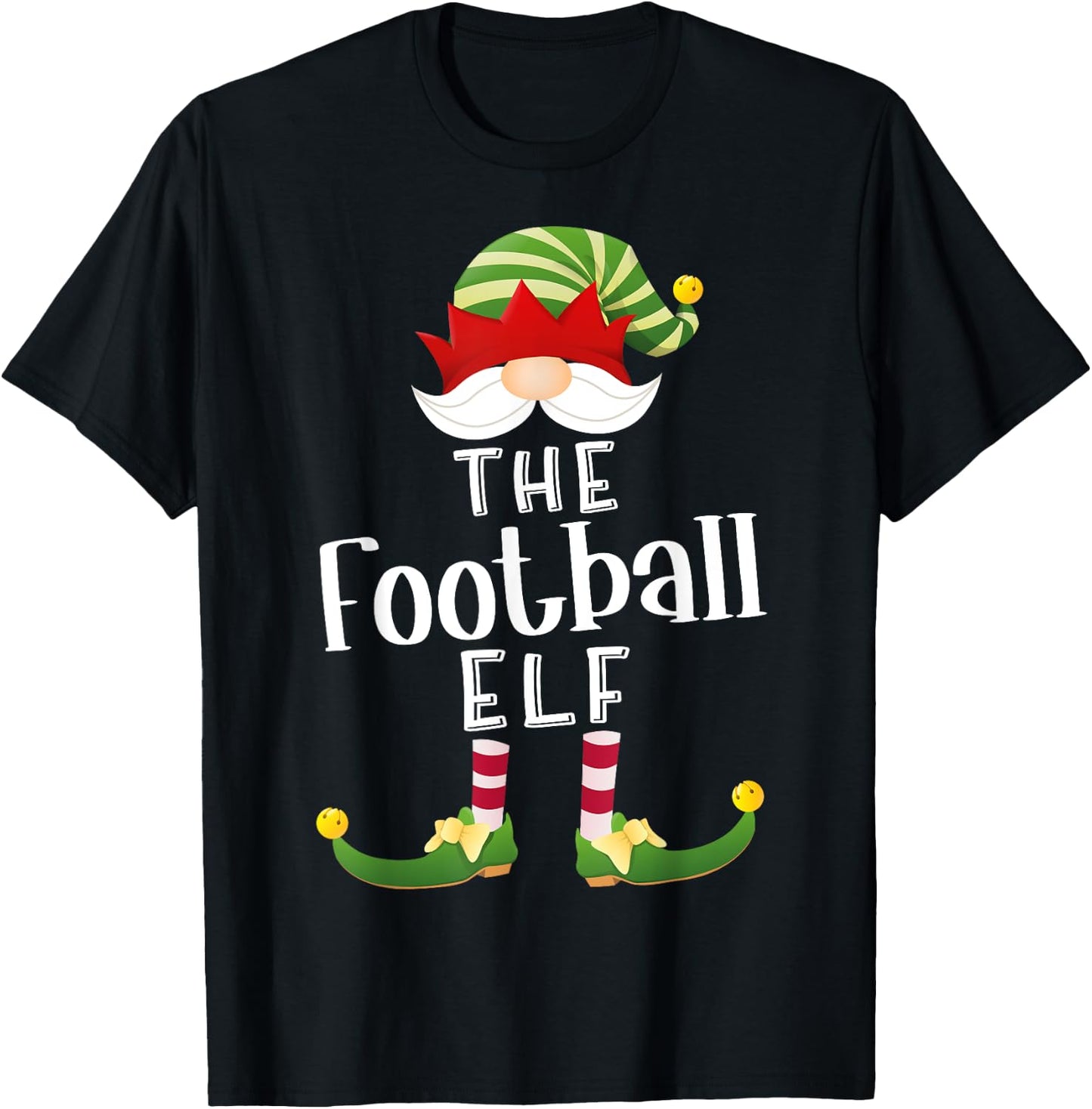 Football Elf Group Christmas Funny Pajama Party T-Shirt - T-Shirt | Black