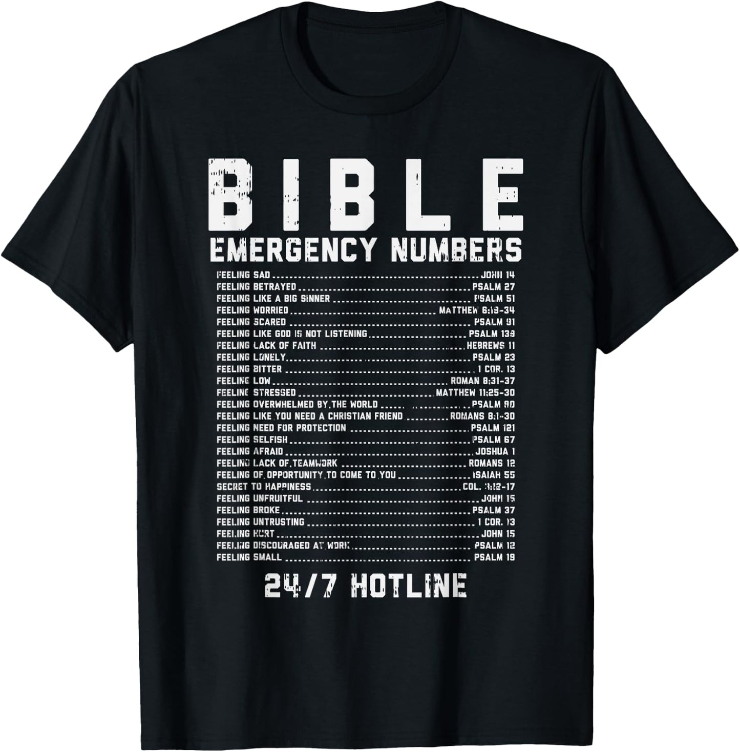 Bible Emergency Numbers Verse God Jesus Faith Christian Gift T-Shirt - T-Shirt | Black