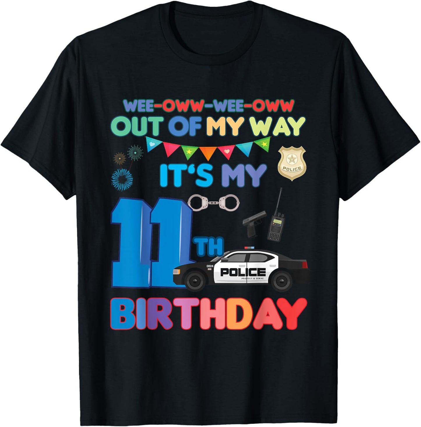 Out of my way it's my 11th birthday Police kids boy T-Shirt - T-Shirt | Black