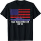 USS Washington BB-56 Battleship Vintage American Flag T-Shirt - T-Shirt | Black
