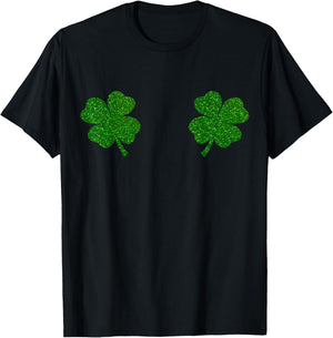 Irish Shamrock Boobs Saint St.Patrick's Paddys Day Boobies T-Shirt - T-Shirt | Black