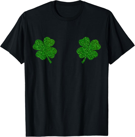 Irish Shamrock Boobs Saint St.Patrick's Paddys Day Boobies T-Shirt - T-Shirt | Black
