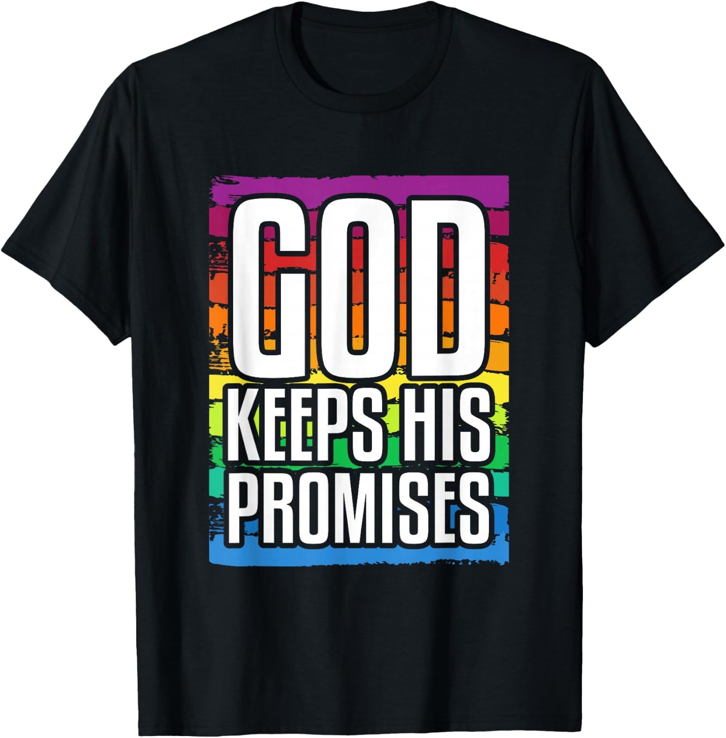 God Keeps His Promises Rainbow Lovely Christian Christianity T-Shirt - T-Shirt | Black
