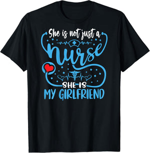 My Girlfriend Is A Nurse Proud Nurse's Boyfriend CNA RN LPN T-Shirt - T-Shirt | Black