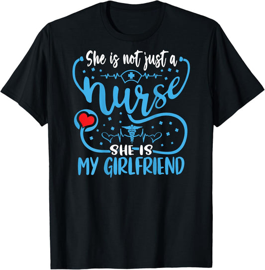 My Girlfriend Is A Nurse Proud Nurse's Boyfriend CNA RN LPN T-Shirt - T-Shirt | Black