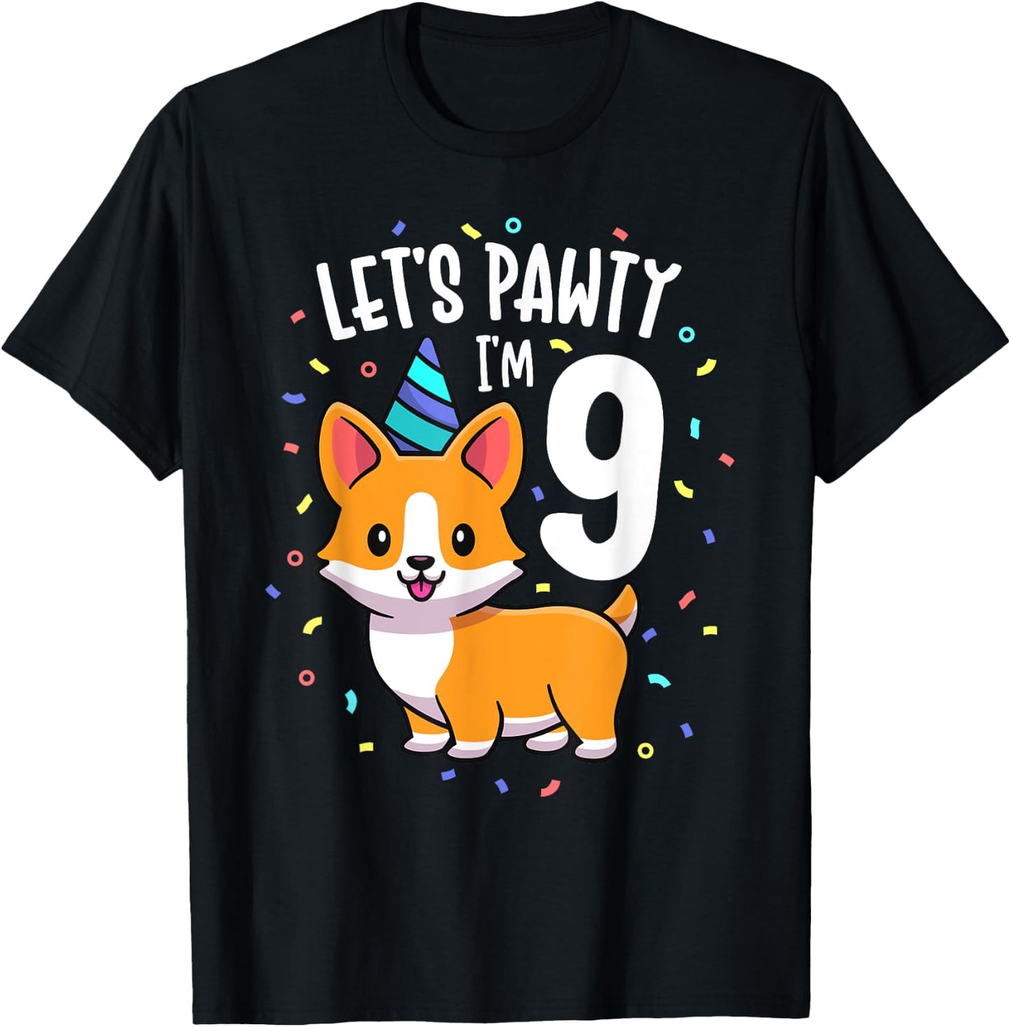 9 Years Old Corgi Dog Lover 9th Birthday Party Outfit Kid T-Shirt - T-Shirt | Black