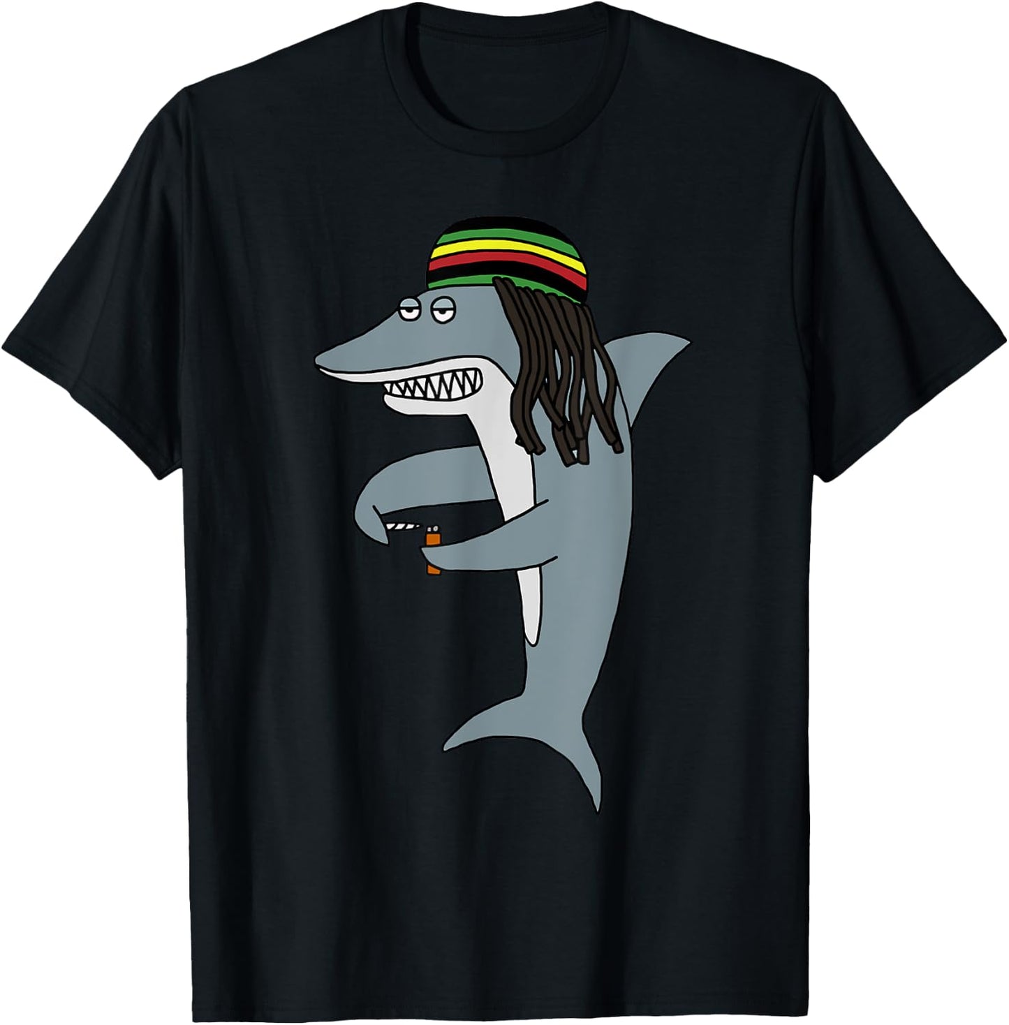 Reggae Shark Funny Dreadlock Rasta T-Shirt - T-Shirt | Black