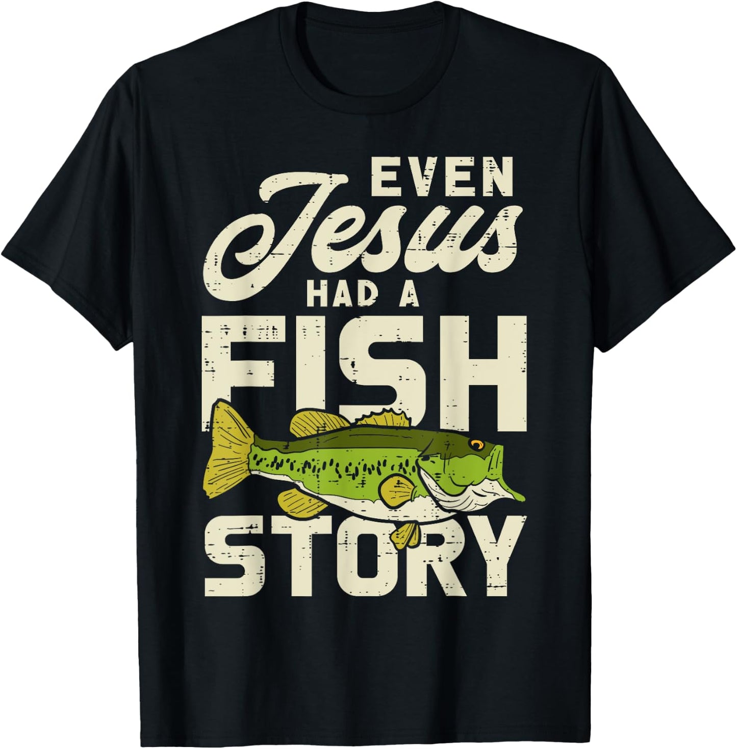 Jesus Fish Story Fisherman God Christ Fishing Christian Gift T-Shirt - T-Shirt | Black