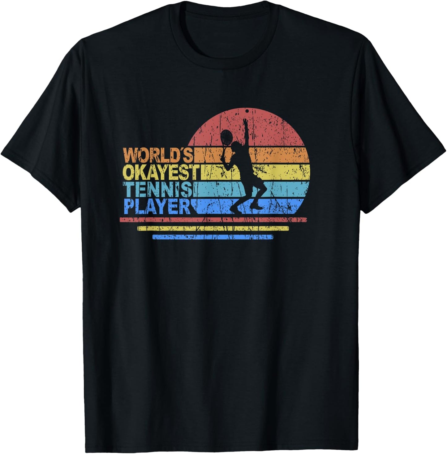 World Okayest Tennis Player Retro Vintage Racket T-Shirt - T-Shirt | Black