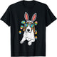 Beagle Bunny Ears Glasses Eggs Cute Easter Dog Owner Lover T-Shirt - T-Shirt | Black