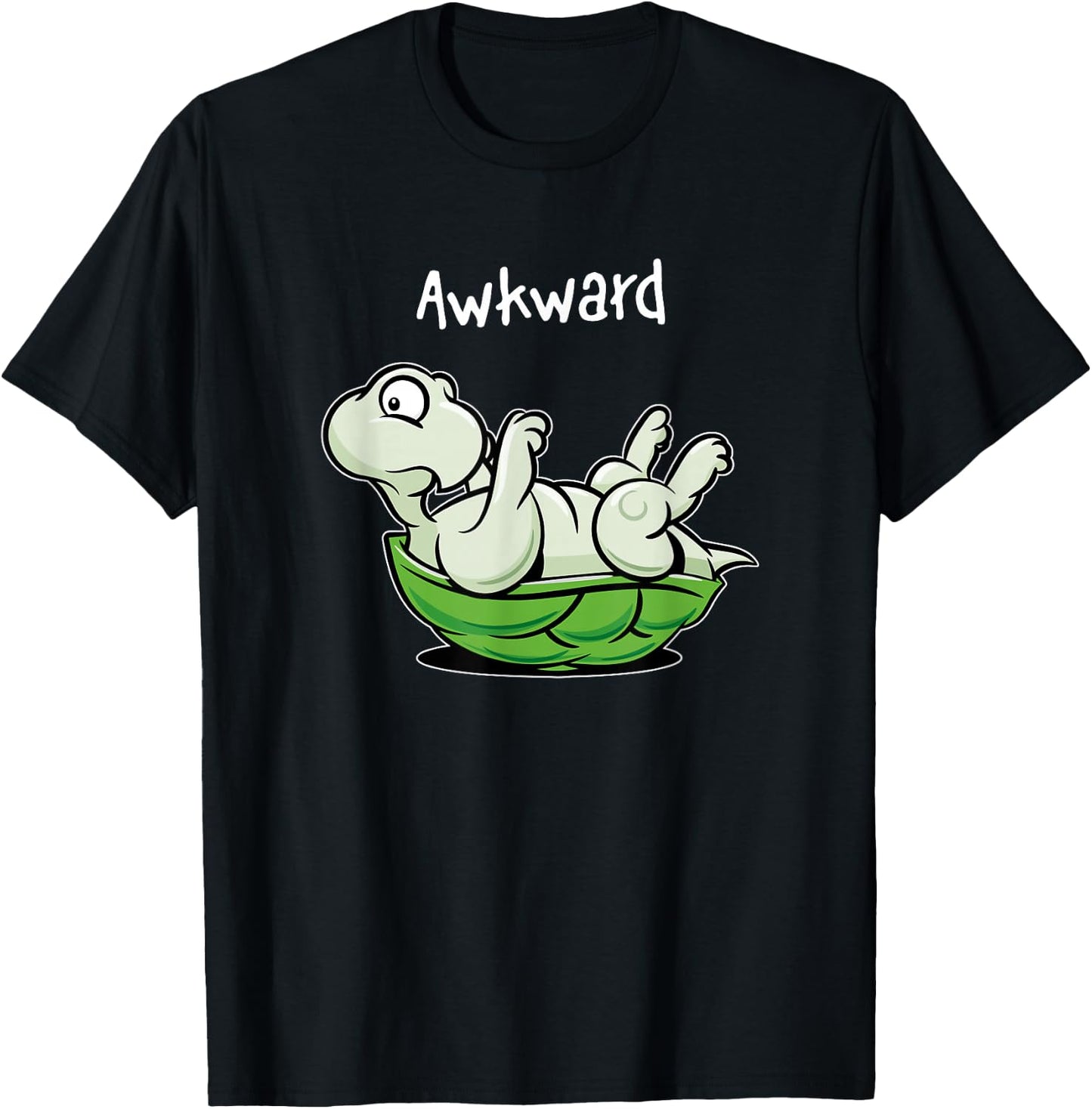 Awkward Upside Down Turtle Cute Cartoonish Funny T-Shirt - T-Shirt | Black
