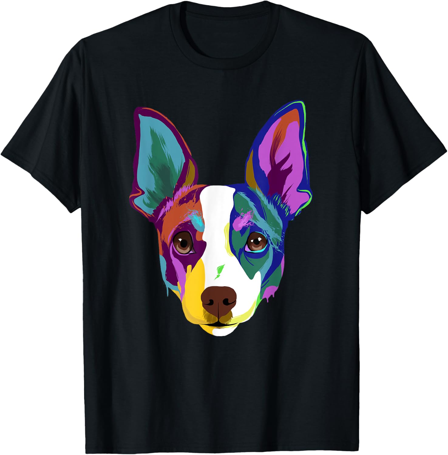 Colorful Splash Art Dog Rat Terrier T-Shirt - T-Shirt | Black