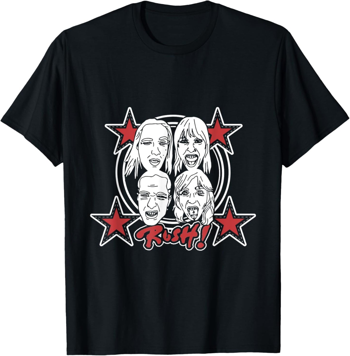 Måneskin Rush! Faces & Red Starz T-Shirt - T-Shirt | Black