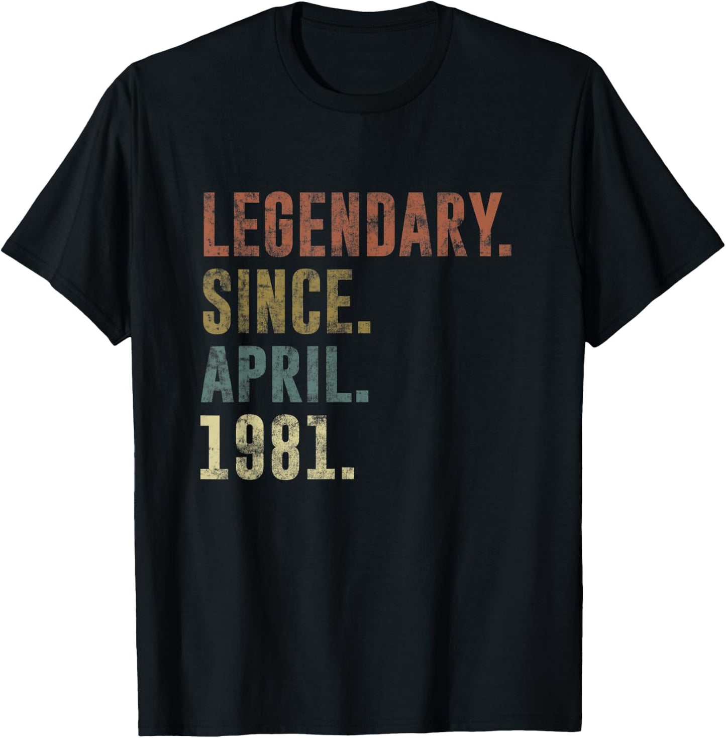 42nd Retro Birthday Vintage Legendary Since April 1981 T-Shirt - T-Shirt | Black