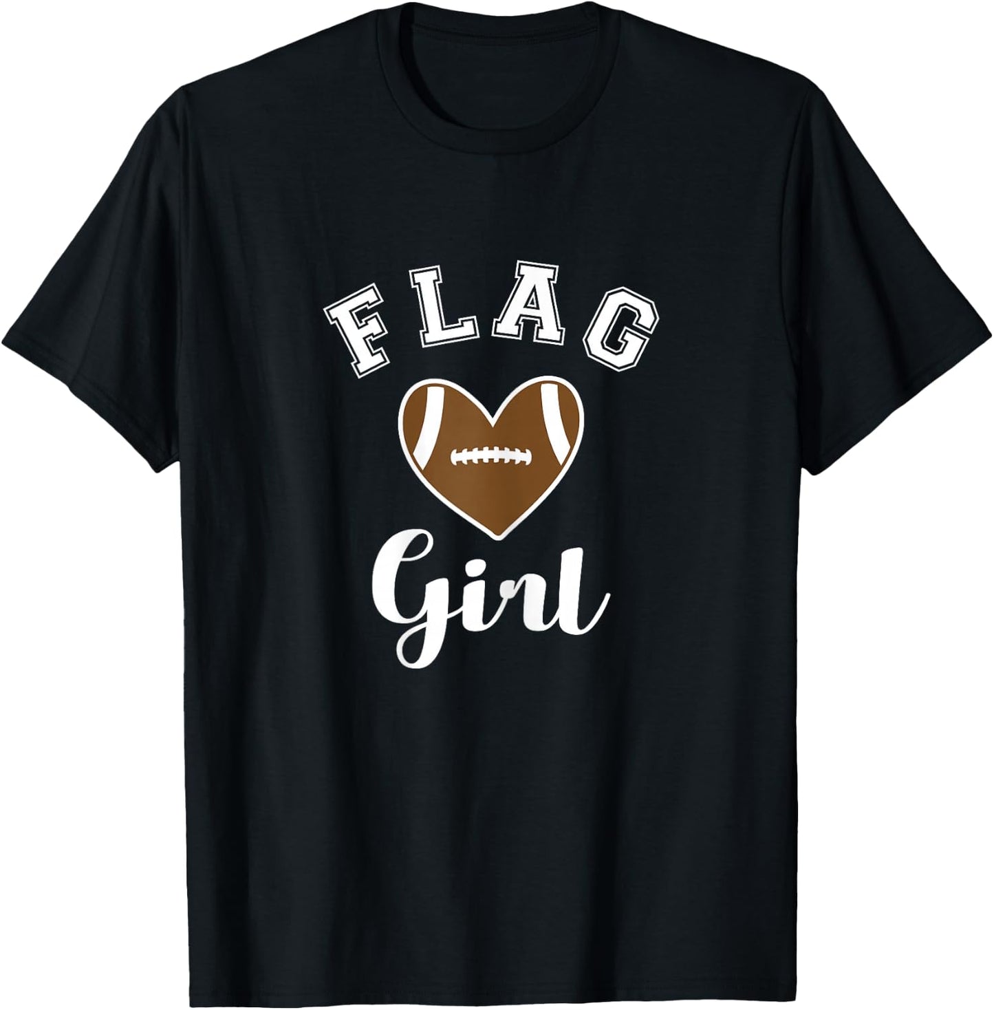 Flag Football Flag Girl Heart T-Shirt - T-Shirt | Black