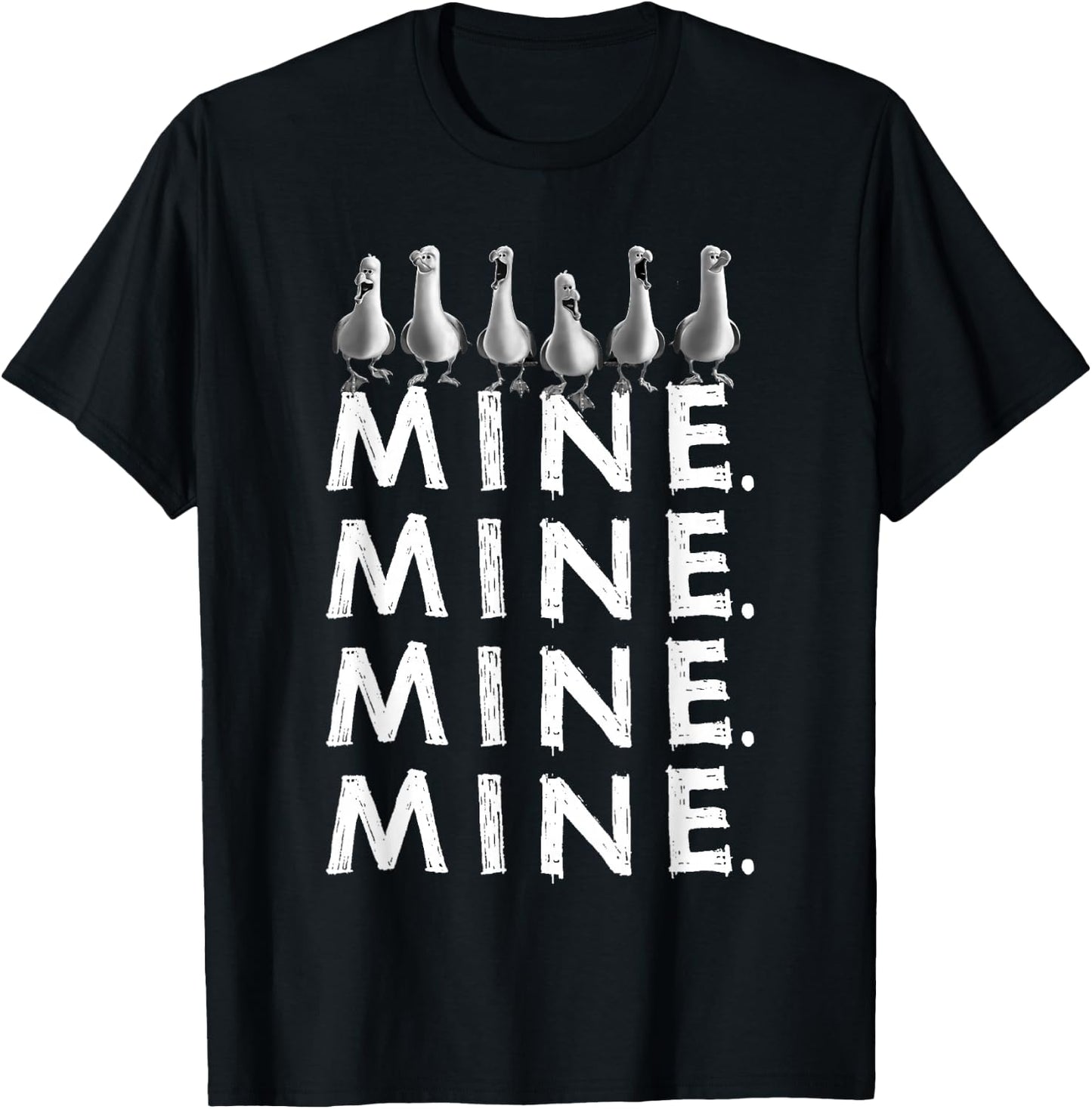 Disney Pixar Finding Nemo Iconic Seagulls Mine Mine Mine T-Shirt - T-Shirt | Black
