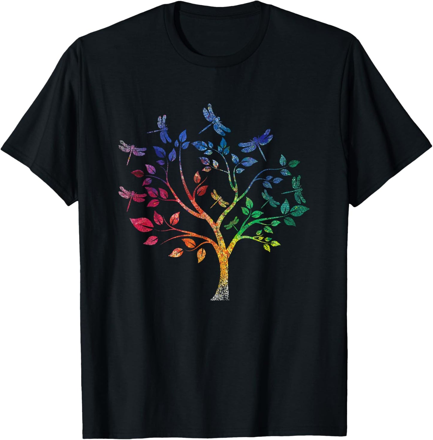 Nature Colorful Dragonfly T-Shirt - T-Shirt | Black