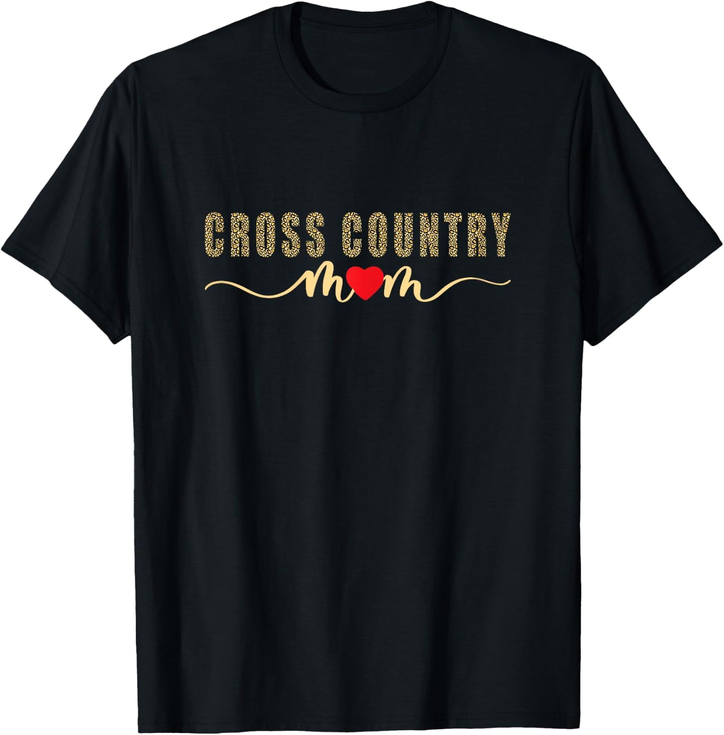 Cross Country Mom XC Funny Running Runner Leopard Mother T-Shirt - T-Shirt | Black