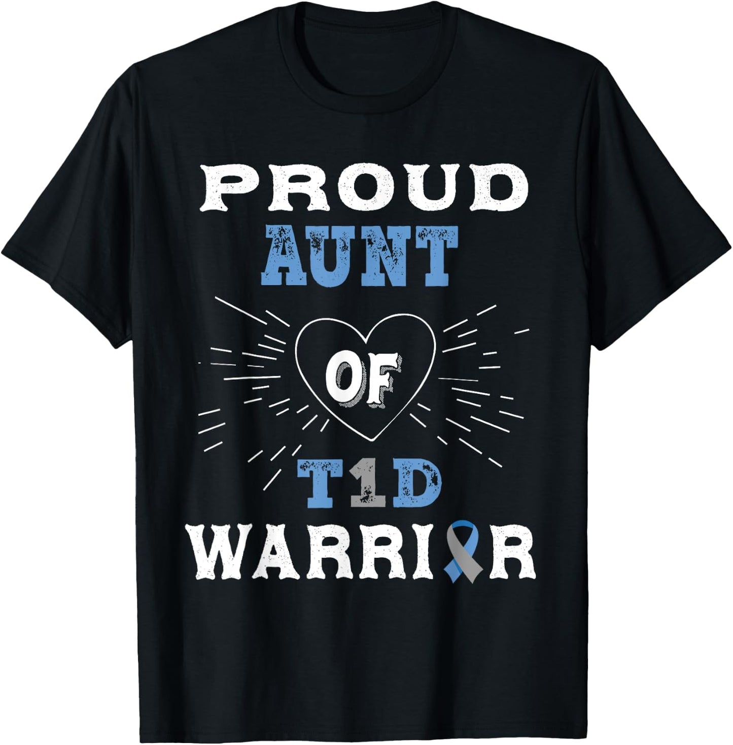 T1D Proud Aunt Diabetes Awareness Type 1 Insulin Pancreas T-Shirt - T-Shirt | Black