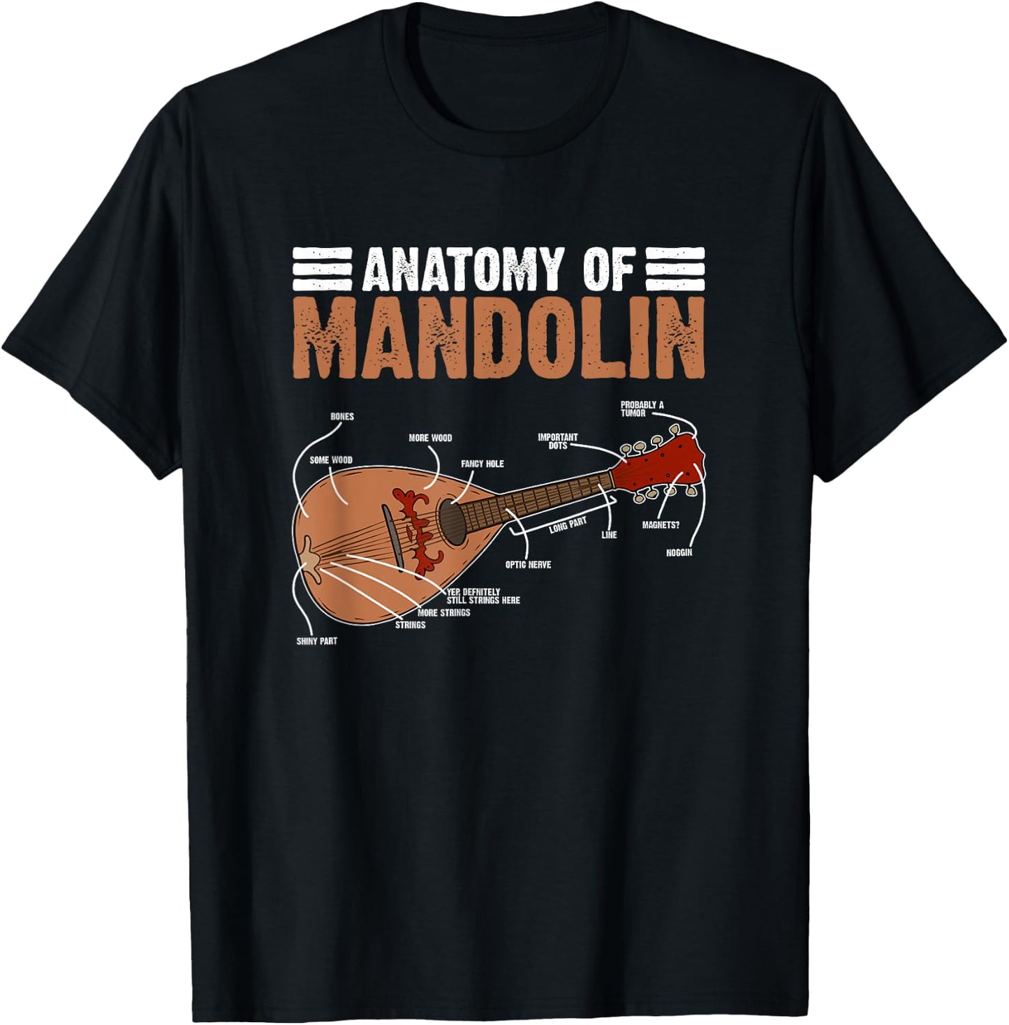 Mandolinist Country Music Bluegrass Anatomy Of Mandolin T-Shirt - T-Shirt | Black