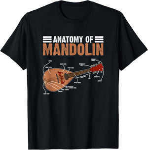 Mandolinist Country Music Bluegrass Anatomy Of Mandolin T-Shirt - T-Shirt | Black