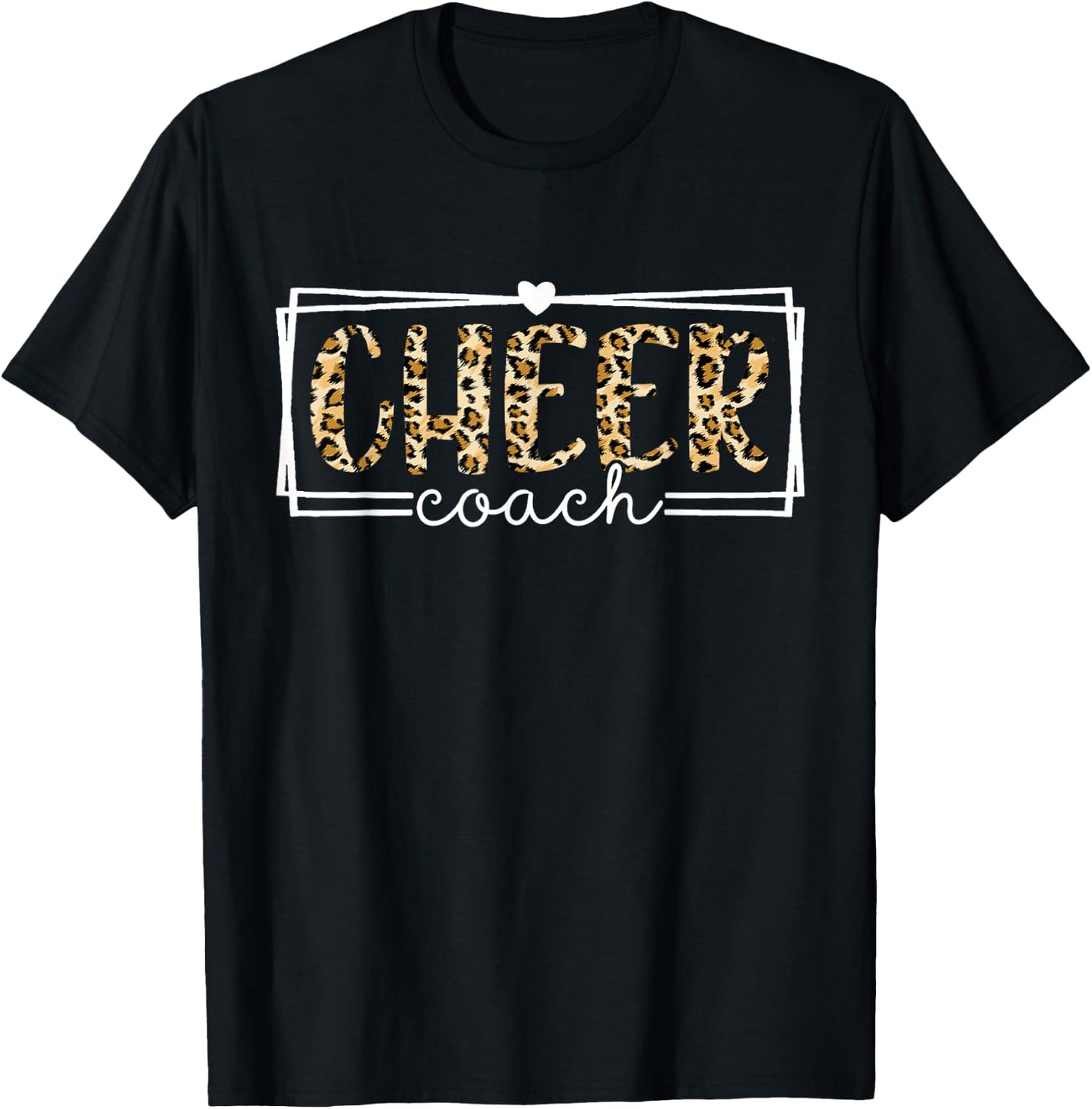 Cheer Coach Leopard Cheerleader Girl Cheerleading Squad T-Shirt - T-Shirt | Black