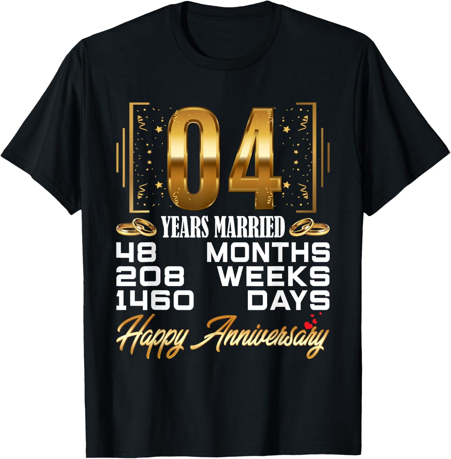 4 Years Married - Funny 4th Wedding Anniversary T-Shirt - T-Shirt | Black