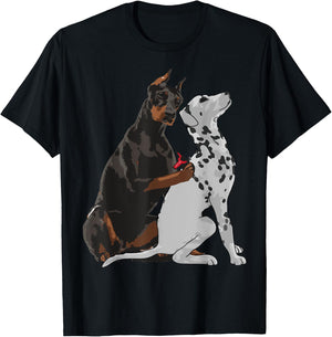 Cute Fashionable Doberman Tattooing Dalmatian Dog Gift T-Shirt - T-Shirt | Black