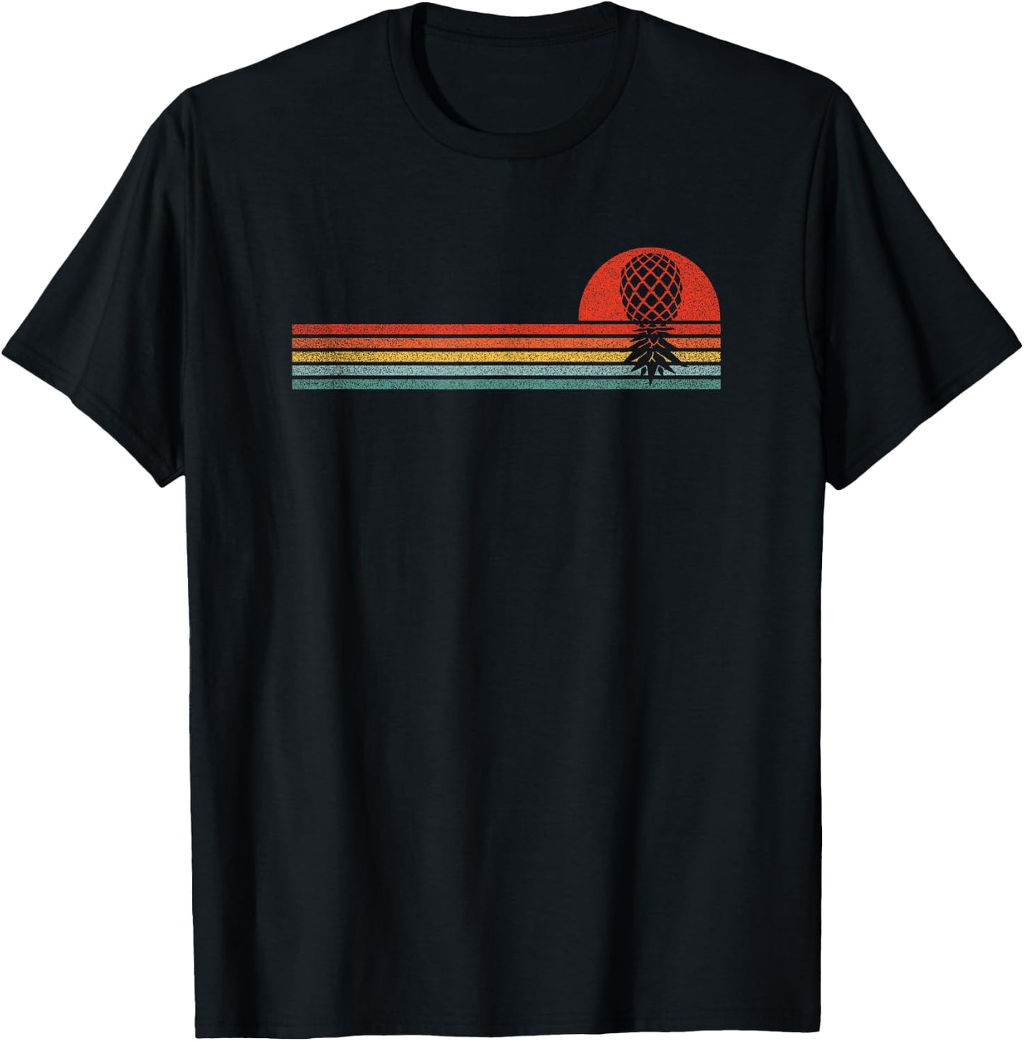 Vintage Swinger Upside Down Pineapple Retro Sunset Horizon T-Shirt - T-Shirt | Black