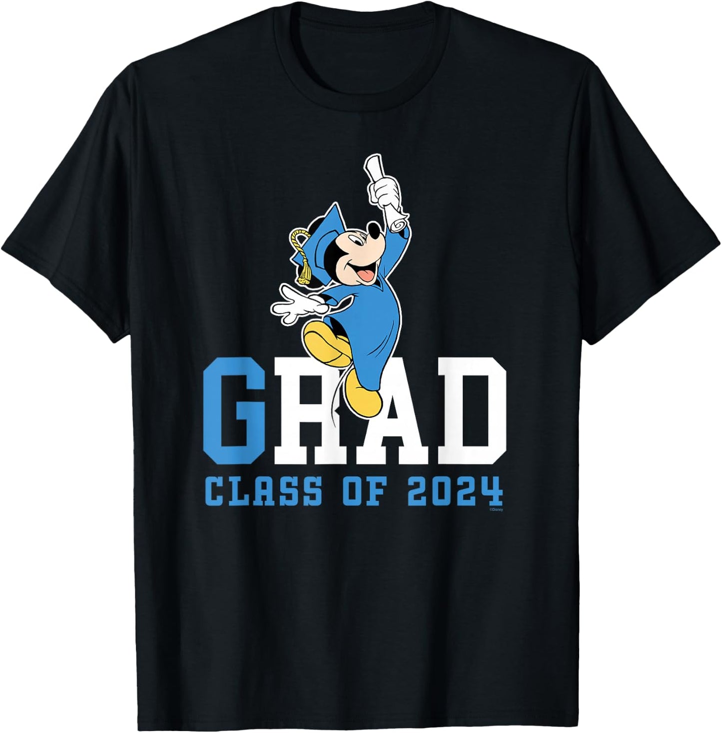 Disney Mickey Mouse 2024 Graduation Class of '24 Wheel Grad T-Shirt - T-Shirt | Black