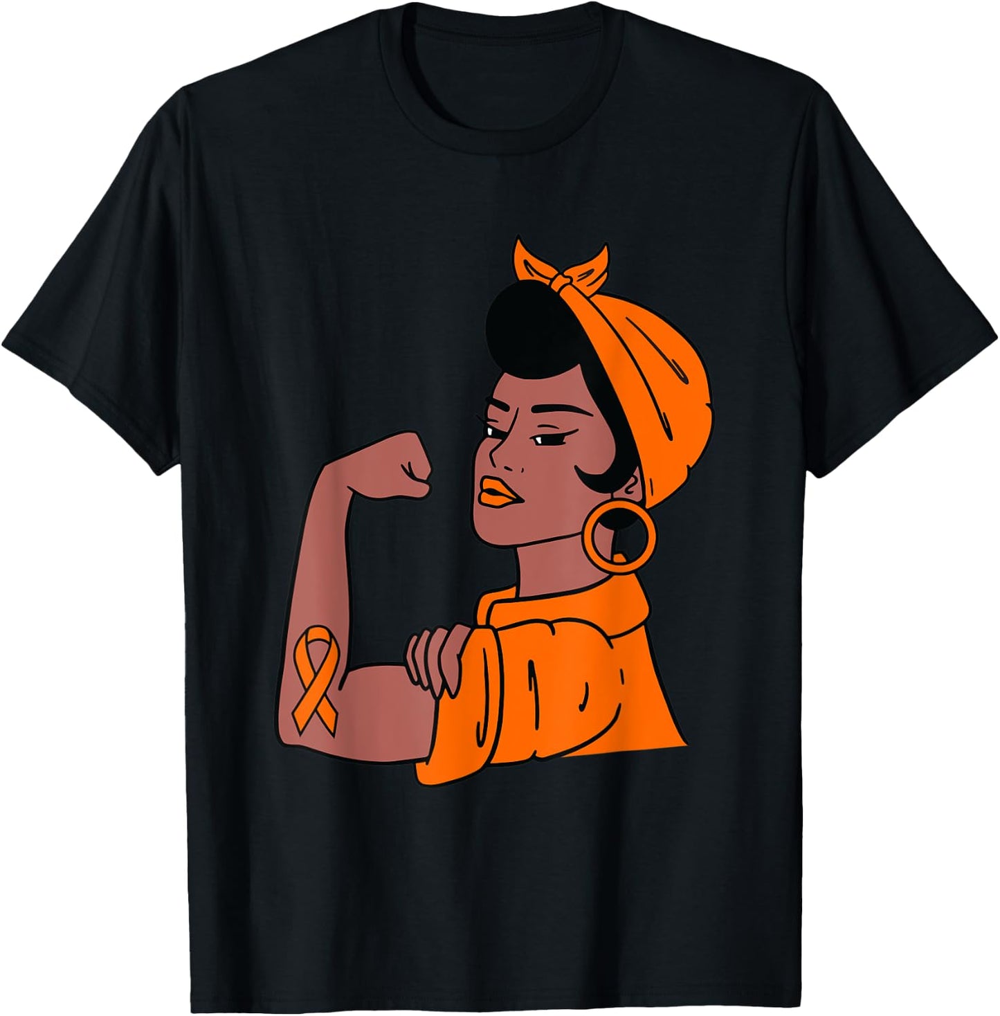 Endometrial Cancer Awareness Peach Ribbon Support Women Gift T-Shirt - T-Shirt | Black