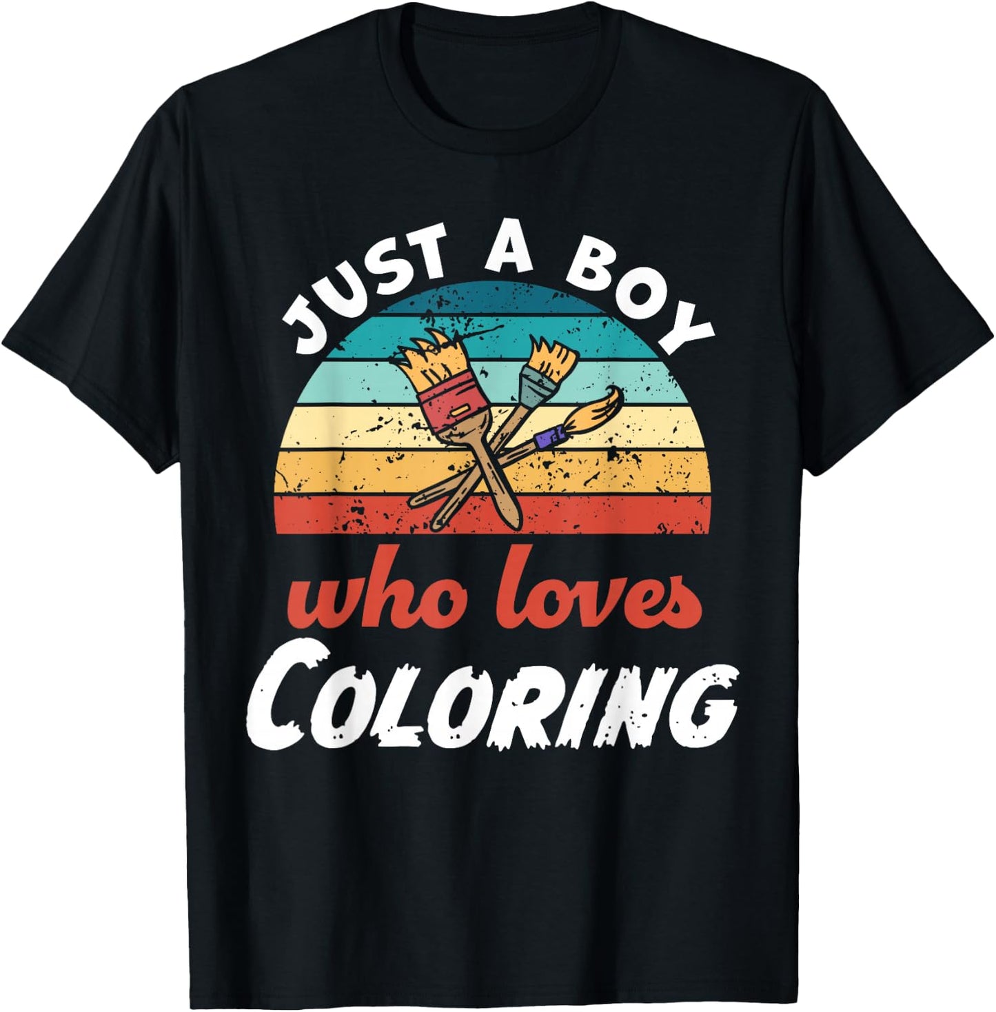 Just A Boy Who Loves Coloring Kids Coloring Boys T-Shirt - T-Shirt | Black