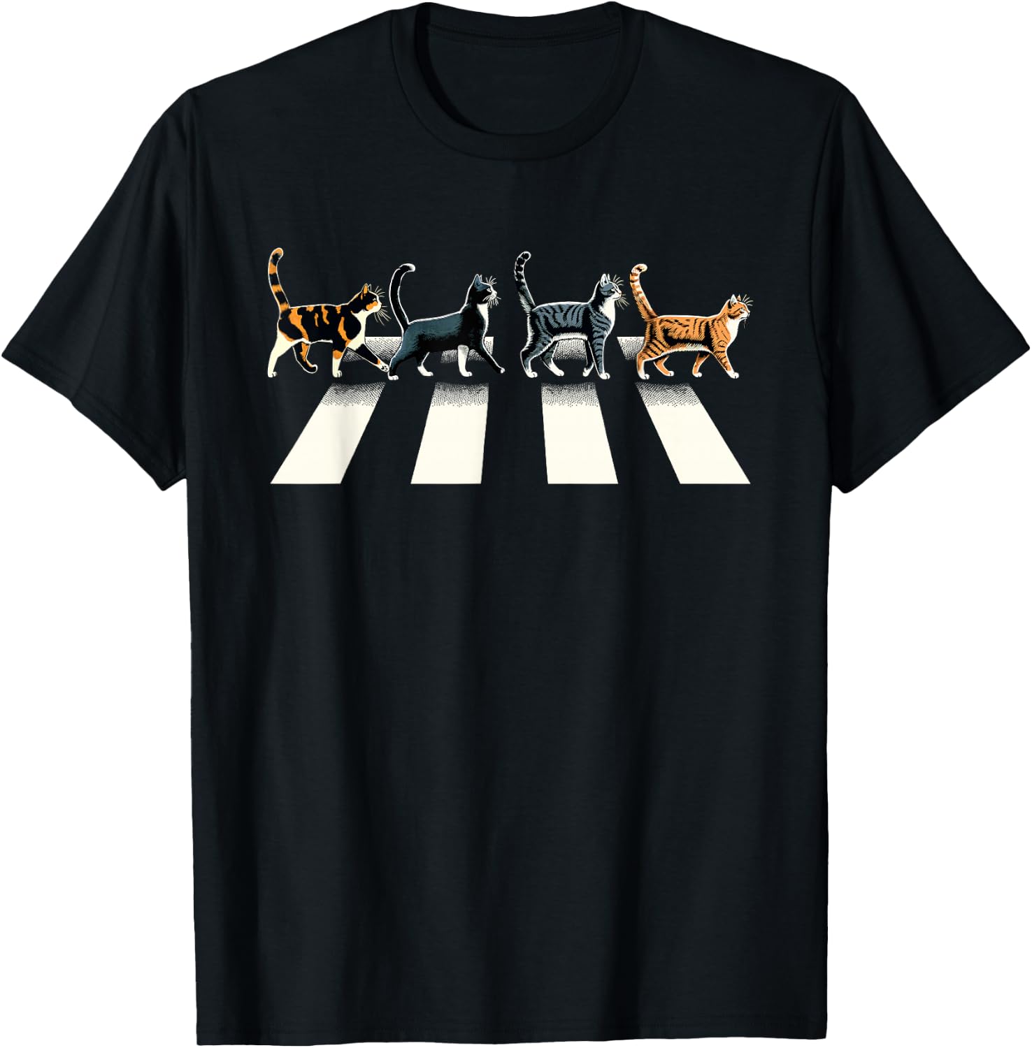 Retro Cat Rock and Roll Music Gift Men Kids Women Funny Cat T-Shirt - T-Shirt | Black