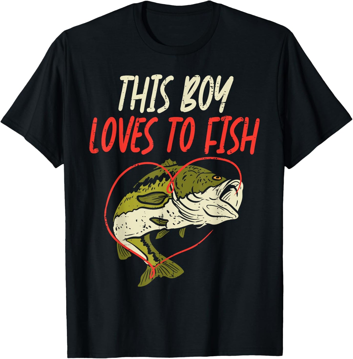 This Boy Loves To Fish Bass Fishing Family Matching Men Gift T-Shirt - T-Shirt | Black